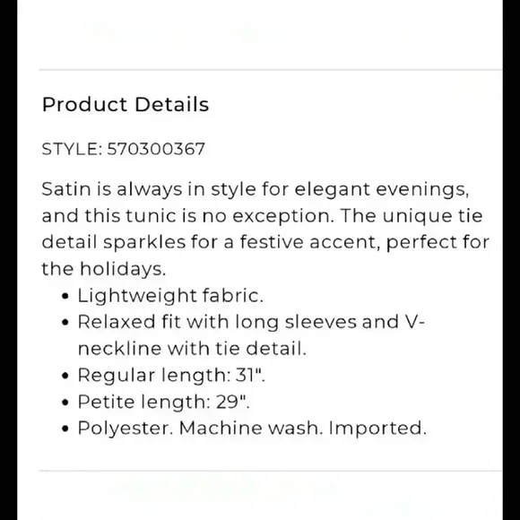 Chico's Damen Black Satin Metallic Bead Tie Front Neck Crinkle Tunic Size 1 (S) - Picture 14 of 14